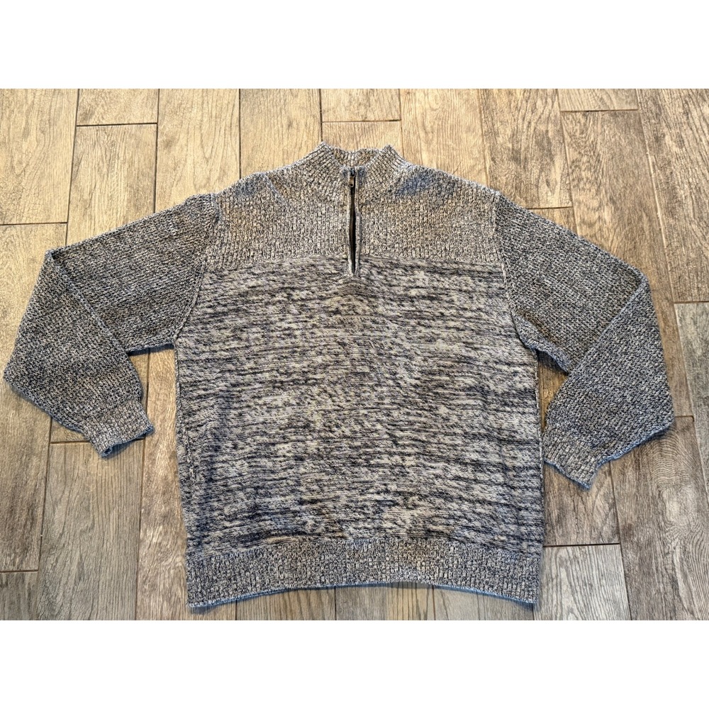 BKE Quarter Zip Sweater Mens 2XL Grey Marled Heavy Knit‎ Mock Neck B5105 2X XXL